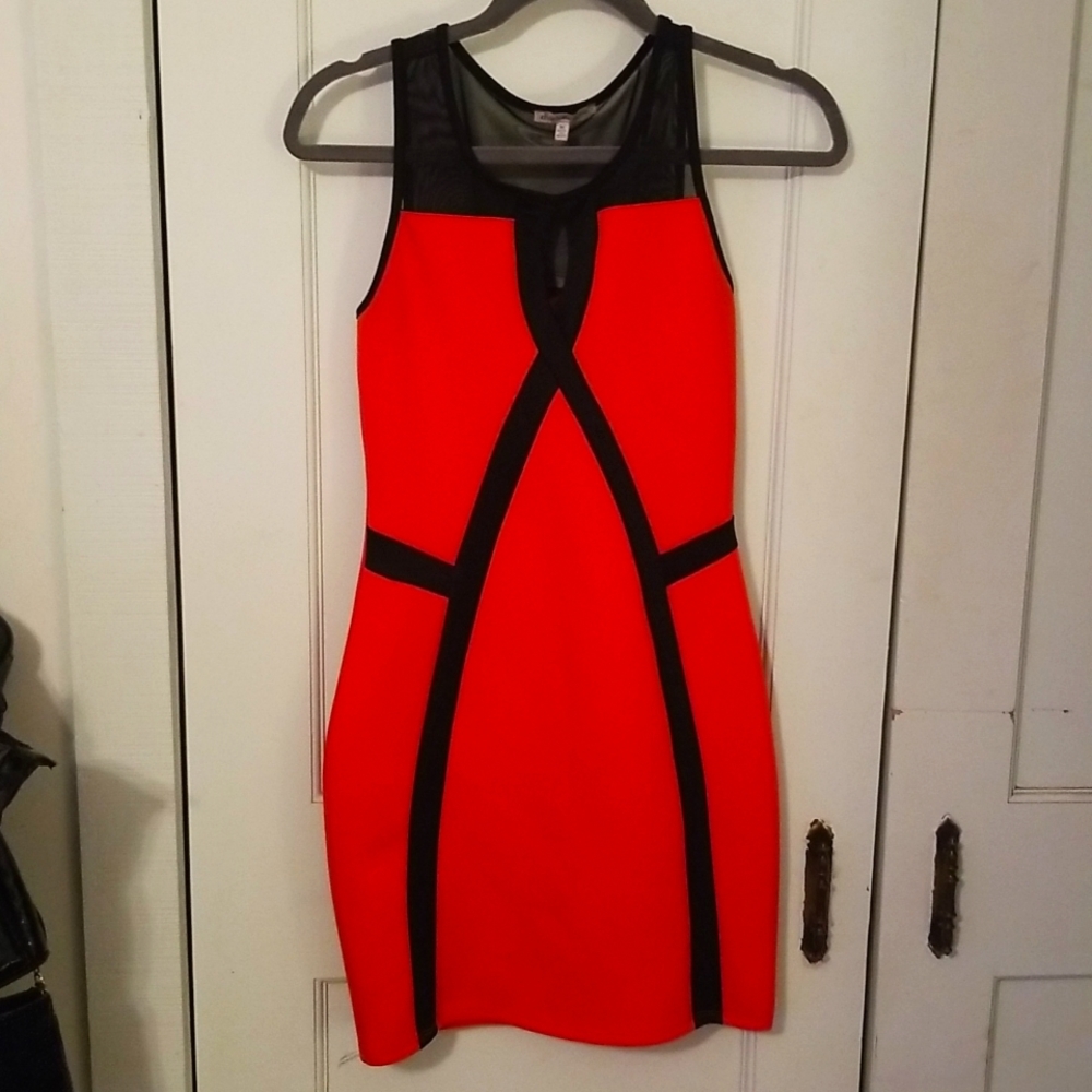 Women's Charlotte Russe red dress with mesh detail in size medium